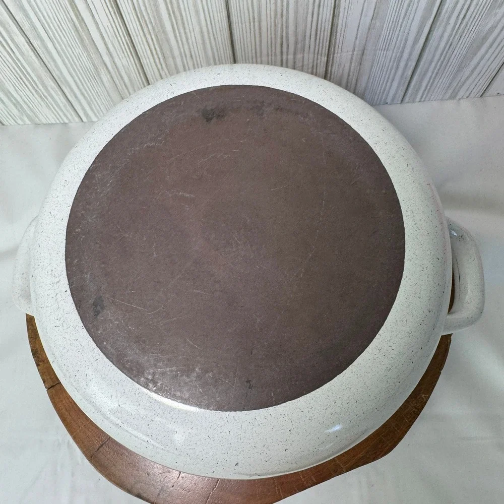 Vintage 70's Harvest Blossom Porcelain Enamel Cookware Stock Pot RETRO